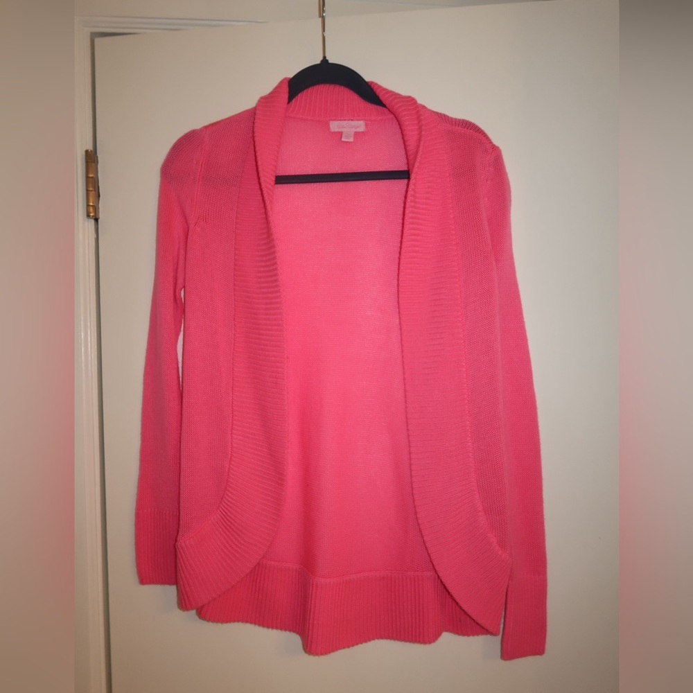 Lilly Pulitzer Coral Pink Open-Front Cardigan